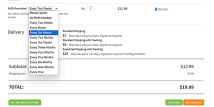Checkout & Auto Refill Options